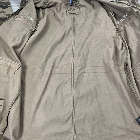 H&M Divided Jacket Mens Large Camo Hooded Military Field Utility Zip 4 Pocket - Picture 15 of 15